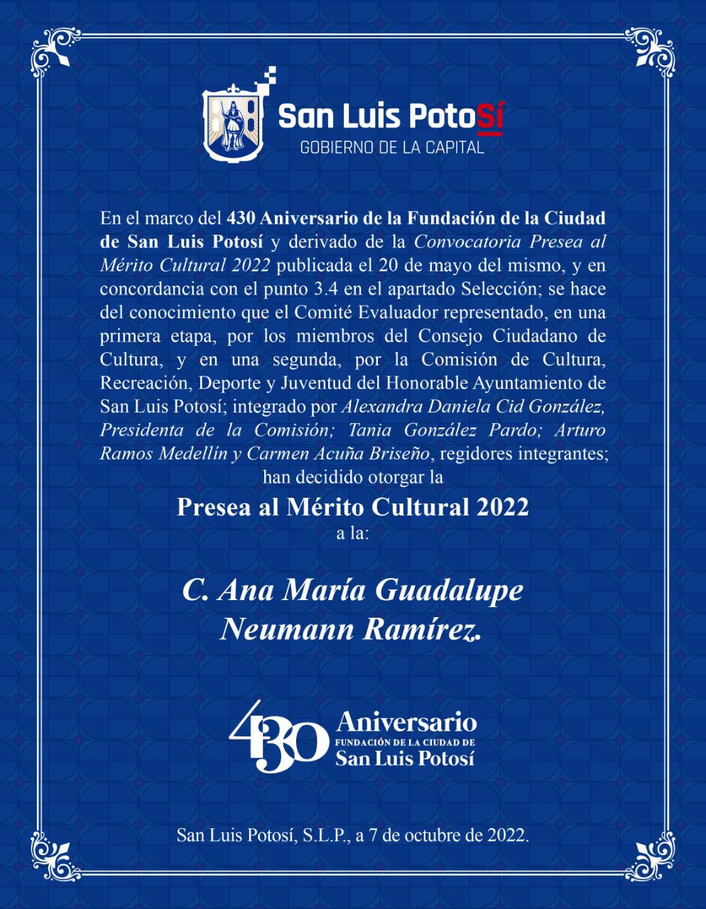 PRESEA AL MÉRITO CULT 07OCT2022